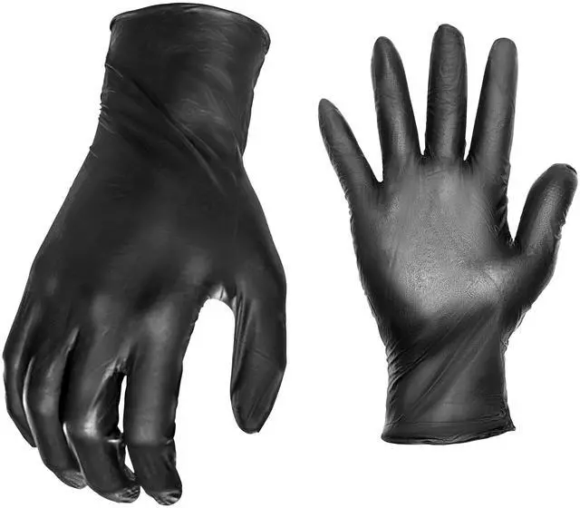 Alt view image 5 of 7 - (3 pack) Grease Monkey Disposable Nitrile Gloves, Black, Latex Free, Large, 20 Count
