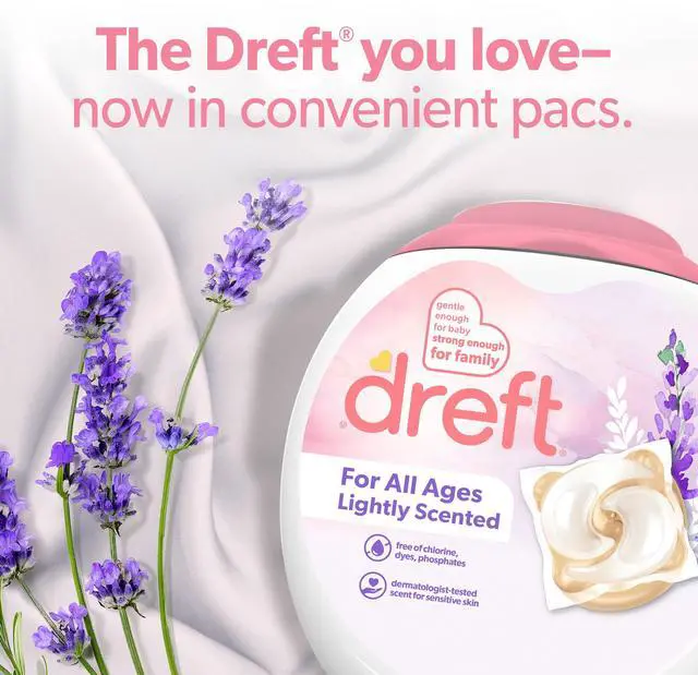 Main image of Dreft Baby Laundry Detergent XL Pacs, Sensitive Skin, Hypoallergenic, Lightly Scented Lavender, 25 Count