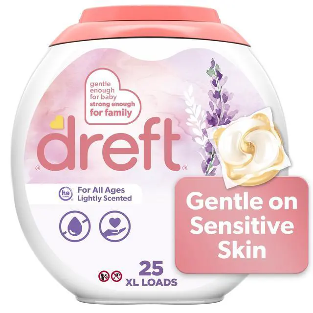 Alt view image 4 of 7 - Dreft Baby Laundry Detergent XL Pacs, Sensitive Skin, Hypoallergenic, Lightly Scented Lavender, 25 Count