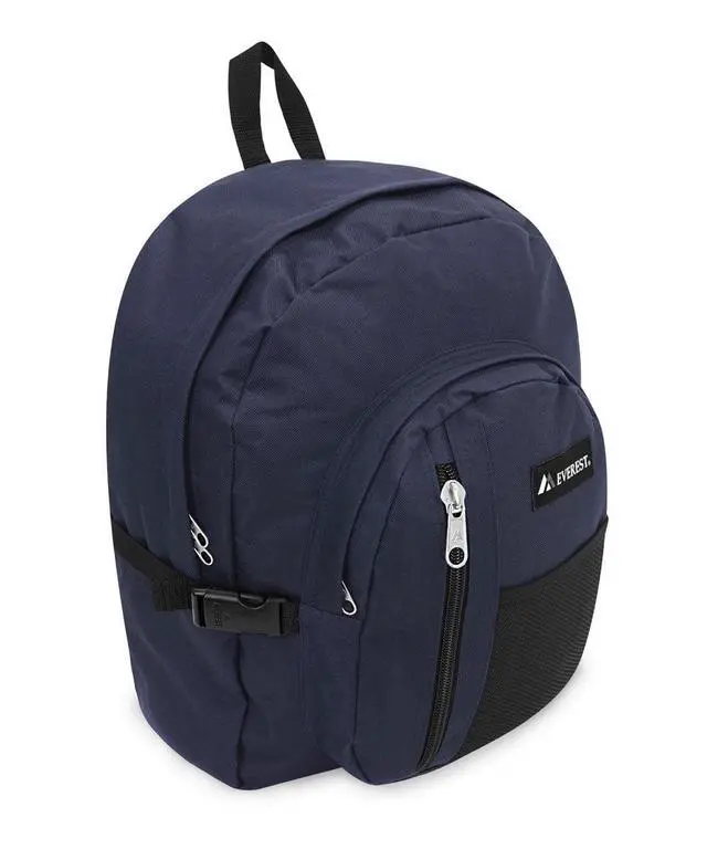 Alt view image 2 of 4 - Everest Backpack with Front Mesh Pocket, Navy Blue Black