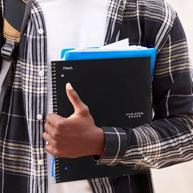 Main image of Five Star Spiral Notebook Plus Study App 1 Subject College Ruled 8 12 x 11 Black