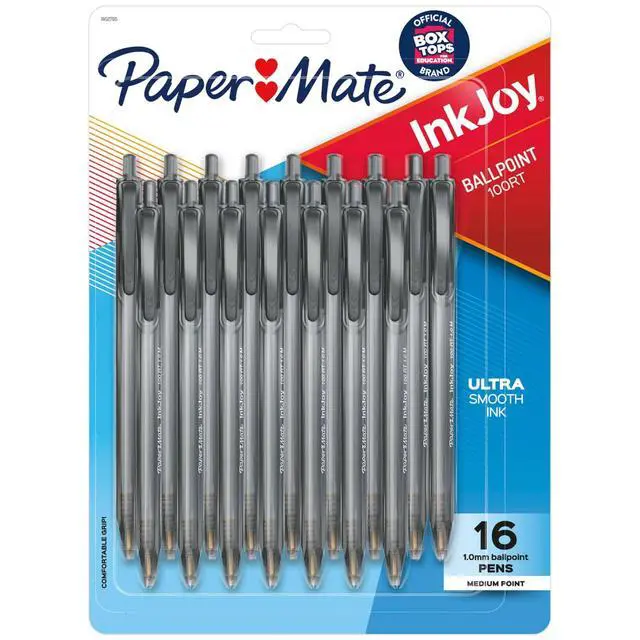 Alt view image 3 of 6 - Paper Mate InkJoy 100RT Retractable Ballpoint Pens, Medium Point, Black, 16 Count