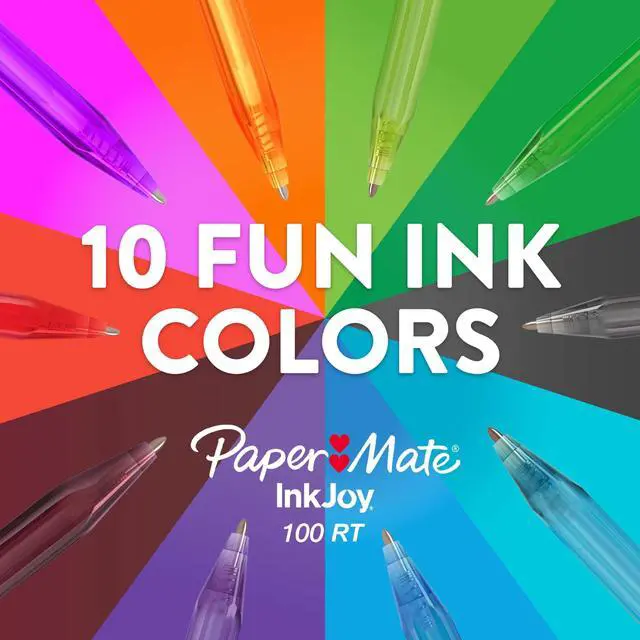 Alt view image 4 of 6 - Paper Mate InkJoy 100RT Retractable Ballpoint Pens, Medium Point, Black, 16 Count