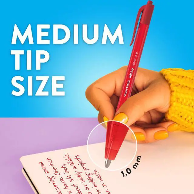 Alt view image 6 of 6 - Paper Mate InkJoy 100RT Retractable Ballpoint Pens, Medium Point, Black, 16 Count