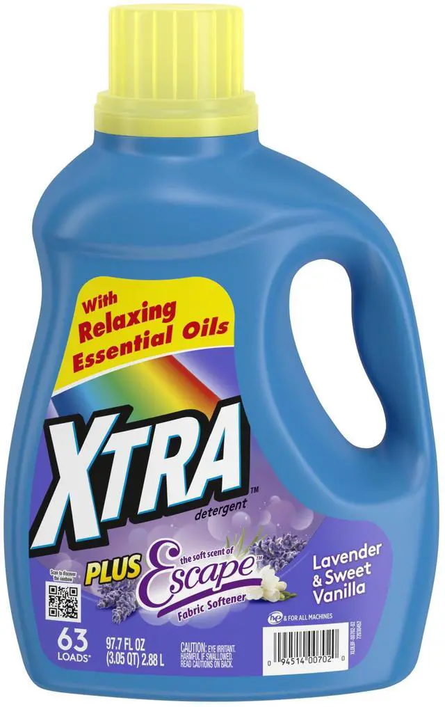 Alt view image 2 of 7 - Xtra Plus Scent of Escape, Lavender & Sweet Vanilla, 63 Loads Liquid Laundry Detergent, 97.7 fl oz
