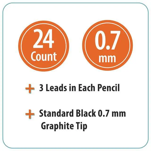 Alt view image 4 of 7 - Pen+Gear #2 HB Mechanical Pencils, 0.7mm, 24 Count