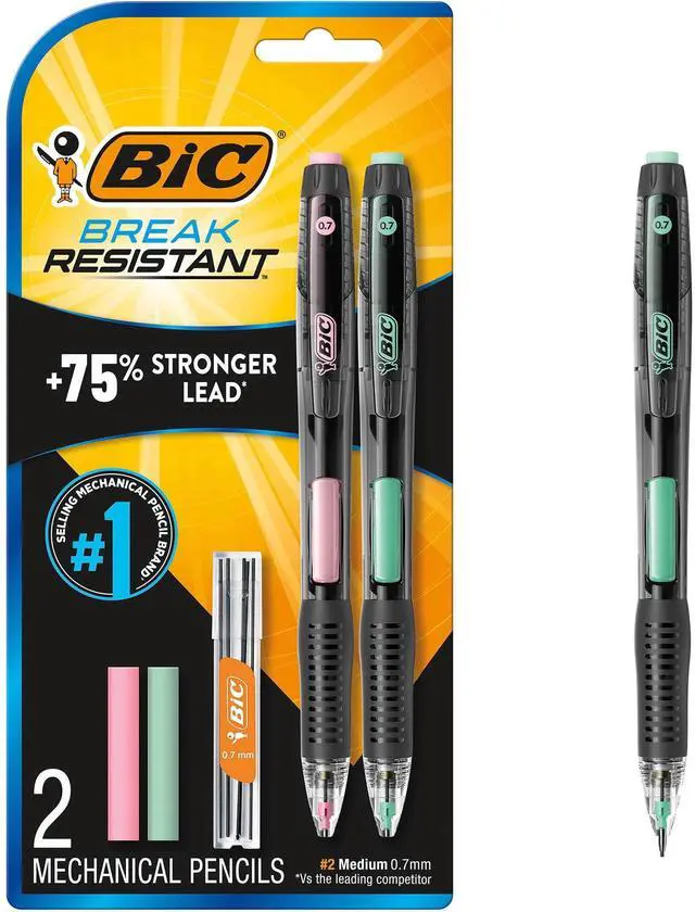 Alt view image 6 of 6 - BIC Break Resistant Mechanical Pencils, No. 2, School Supplies, 0.7 mm, 2-Count