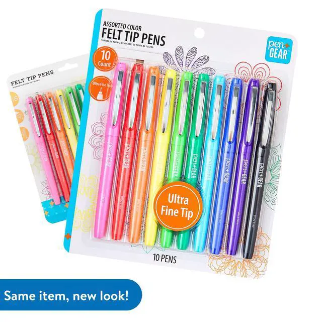 Alt view image 2 of 7 - Pen+Gear Felt Tip Pens, Ultra Fine Point, Assorted Ink Colors, 10 Count