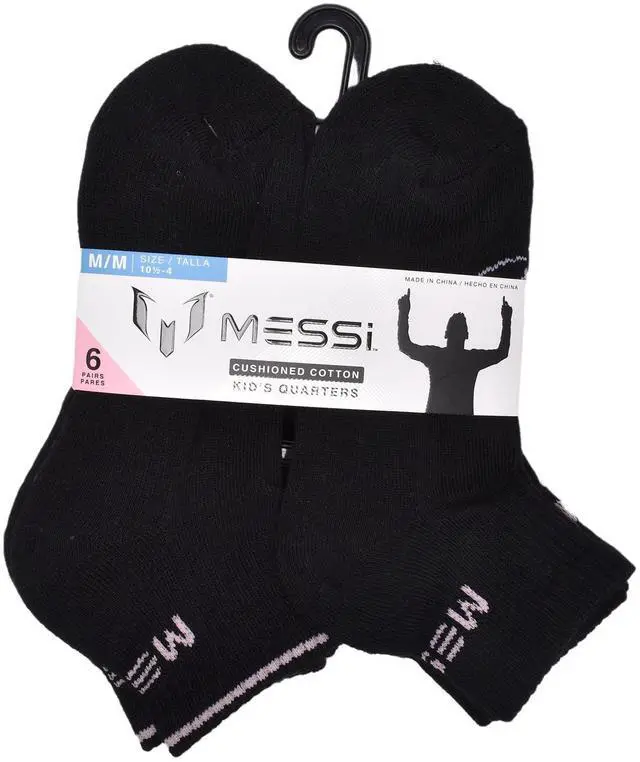 Alt view image 4 of 6 - Messi Boys Quarter Socks, 6-Pack, Size S-L