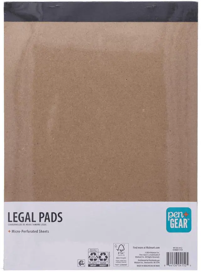 Main image of Pen+Gear Wide Ruled Legal Pads 8.5" x 11.75", 50 Sheets Each, 3-Pack, Canary
