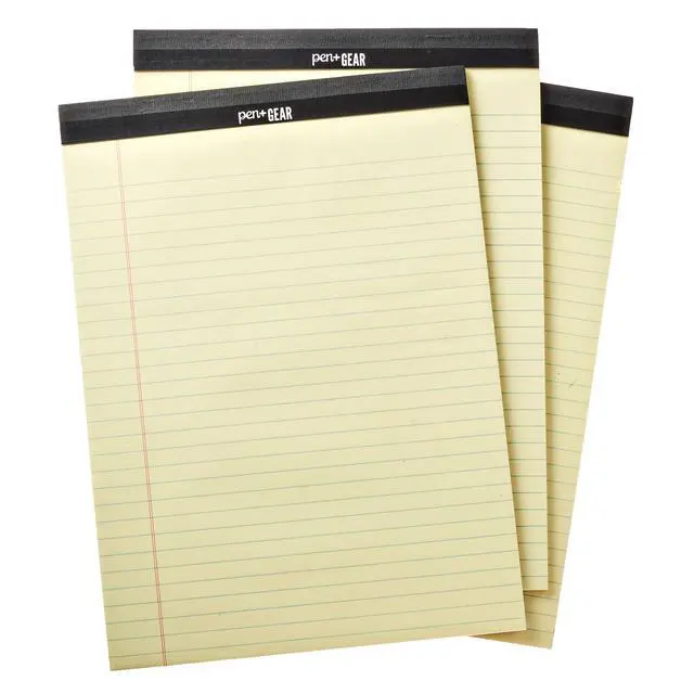 Alt view image 4 of 6 - Pen+Gear Wide Ruled Legal Pads 8.5" x 11.75", 50 Sheets Each, 3-Pack, Canary