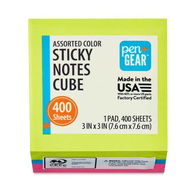 Alt view image 4 of 5 - Pen+Gear Multicolor Sticky Notes Cube, 3 x 3, 400 Sheets