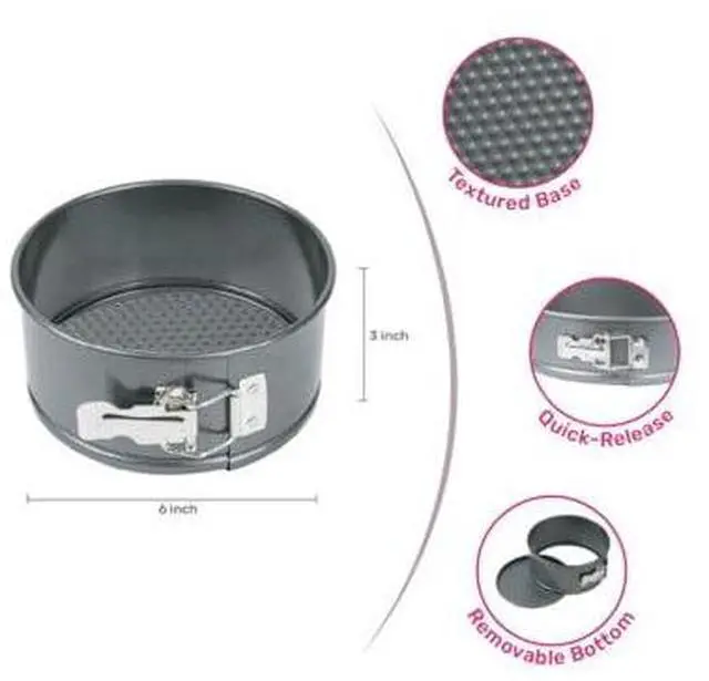 Main image of Mainstays 6" Round Nonstick Carbon Steel Springform Cake Pan, Gray