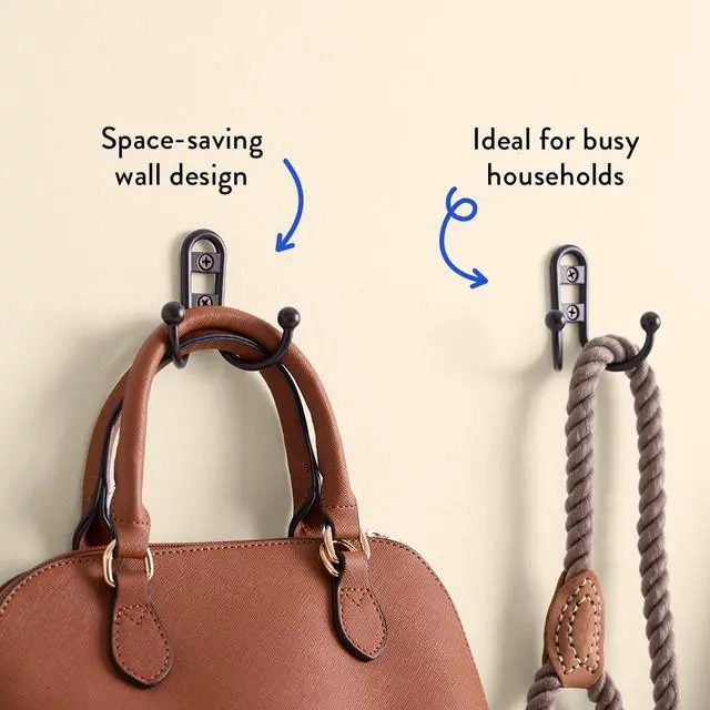 Main image of (2 pack) Mainstays, Double Hook Bronze Metal Hooks, for Hanging Towels and Coats, 10 lbs Capacity, 1 Pc