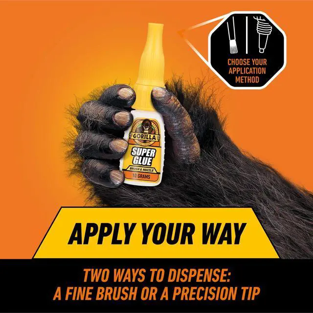 Alt view image 3 of 6 - Gorilla Super Glue Brush & Nozzle 10g - Fast Drying Impact Tough Adhesive