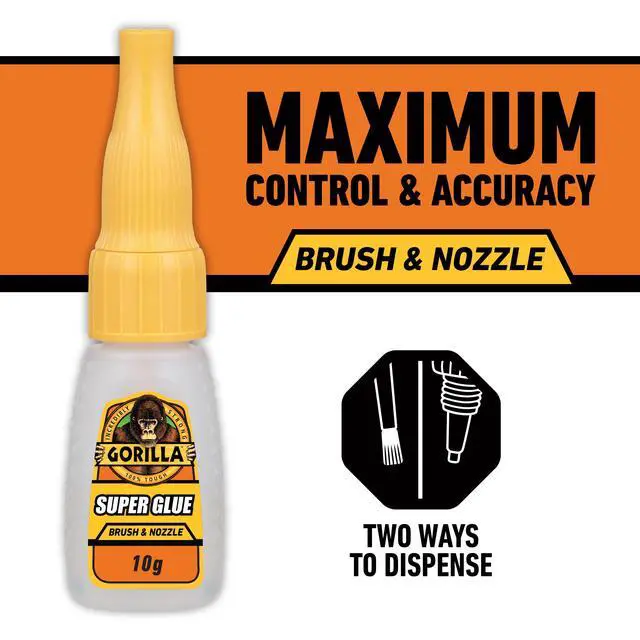 Alt view image 6 of 6 - Gorilla Super Glue Brush & Nozzle 10g - Fast Drying Impact Tough Adhesive