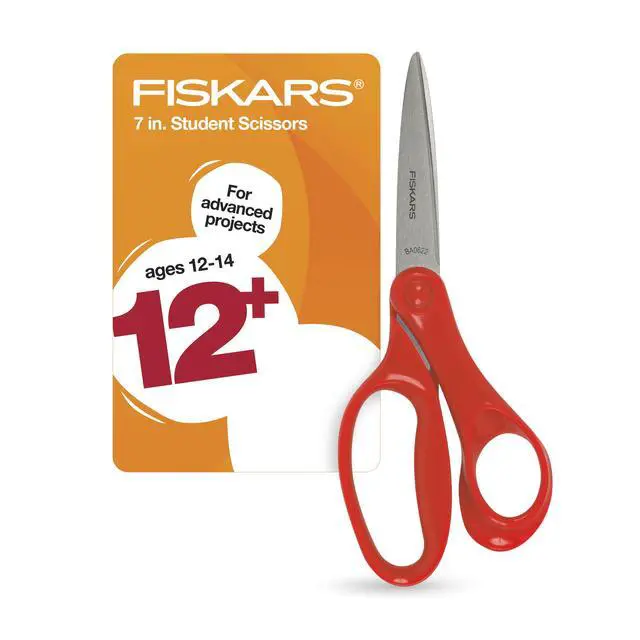 Alt view image 7 of 7 - Fiskars Student Scissors, 7", Pointed, School Supplies for Kids 12 & Older, Red