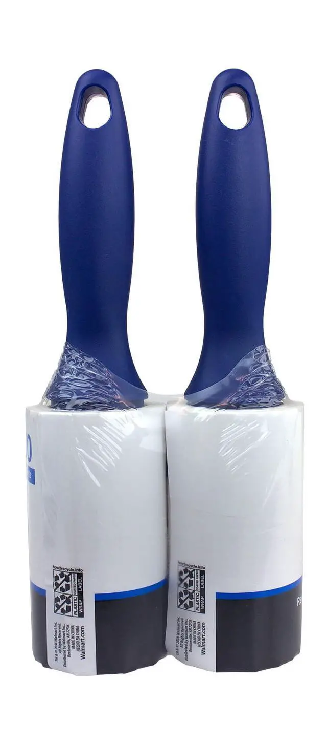 Alt view image 4 of 6 - Mainstays Lint Roller Twin Pack 70 Sheets per Roll, 140 Total Sheets, Pet, Clothing Care, Furniture, Crafts, Travel, 2-Pack
