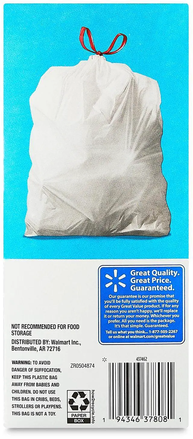 Alt view image 2 of 7 - Great Value 8-Gallon Drawstring Trash Bags, Fresh Scent, 40 Bags