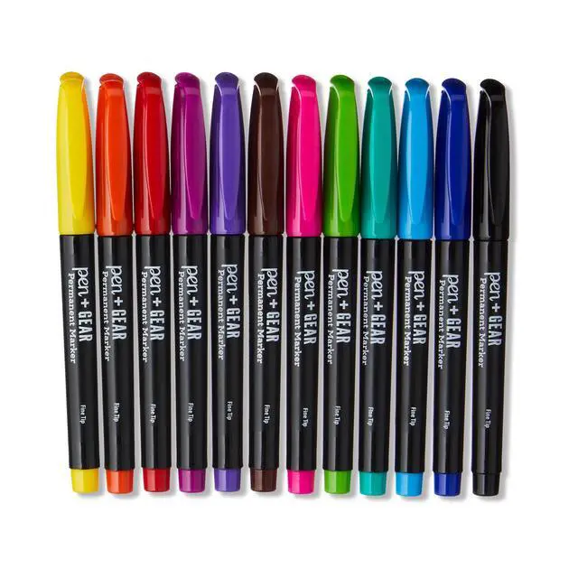 Alt view image 5 of 7 - Pen+Gear Permanent Markers, Fine Tip, Assorted Colors, 12 Count