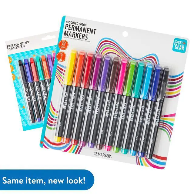Alt view image 7 of 7 - Pen+Gear Permanent Markers, Fine Tip, Assorted Colors, 12 Count