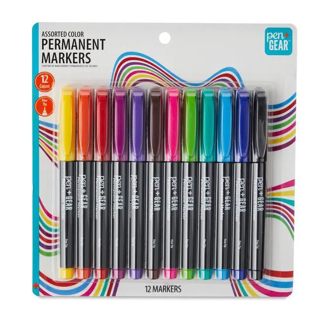 Alt view image 6 of 7 - Pen+Gear Permanent Markers, Fine Tip, Assorted Colors, 12 Count