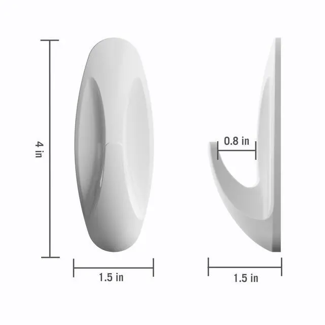 Alt view image 3 of 6 - Pen+Gear Heavy-Duty Plastic Adhesive Large Wall Hooks, Damage Free, White, 2 Count