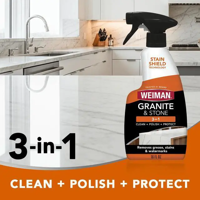 Alt view image 2 of 6 - Weiman Granite & Stone 3-in-1 Cleaner, Polish & Protect for Granite and Stone Countertops, 16 fl oz