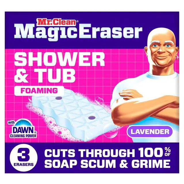 Alt view image 2 of 6 - Mr. Clean Magic Eraser Sponge, Shower & Tub Cleaner, Lavender, 3 Count