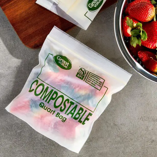 Alt view image 5 of 7 - (2 pack) Great Value 25% Plant-Based Compostable Quart Bags, 25 Count