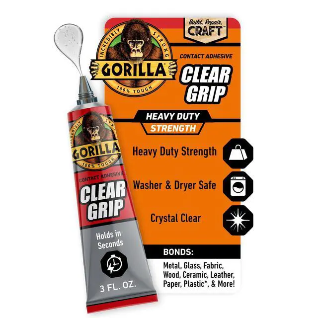 Alt view image 4 of 7 - Gorilla Clear Grip Contact Adhesive, 3 Ounce (88mL), Assembled Product Weight 3 Ounces, 24 hours Dry Time