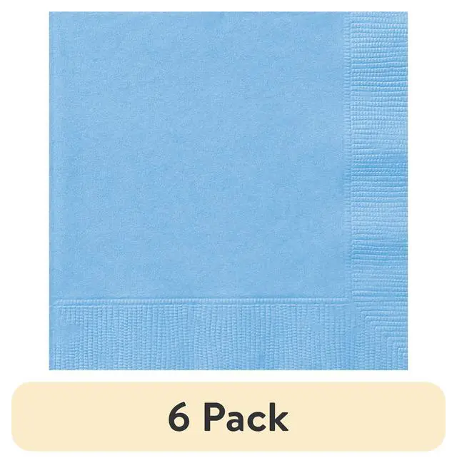 Alt view image 2 of 7 - (6 pack) 24 Count 6.5IN x 6.5IN Light Blue Disposable Paper Napkins by Way To Celebrate