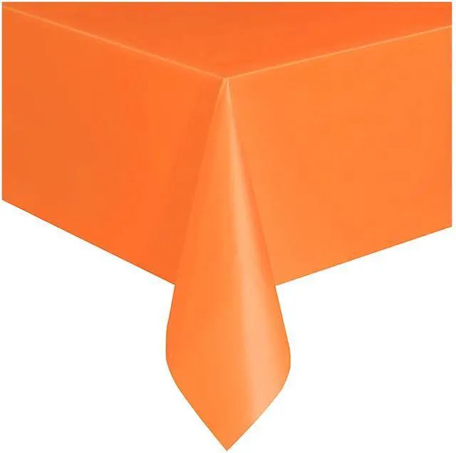 Main image of (6 pack) 1 Count 54 IN x 108IN Orange Rectangular Plastic Table Covers by Way To Celebrate