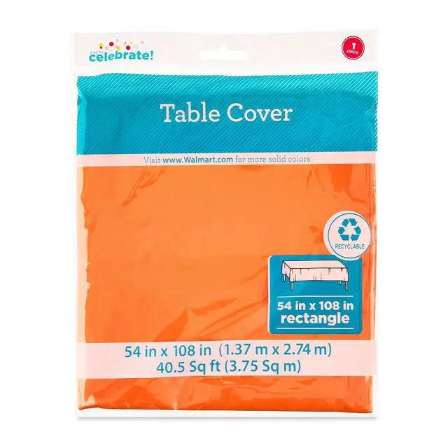 Alt view image 5 of 5 - (6 pack) 1 Count 54 IN x 108IN Orange Rectangular Plastic Table Covers by Way To Celebrate
