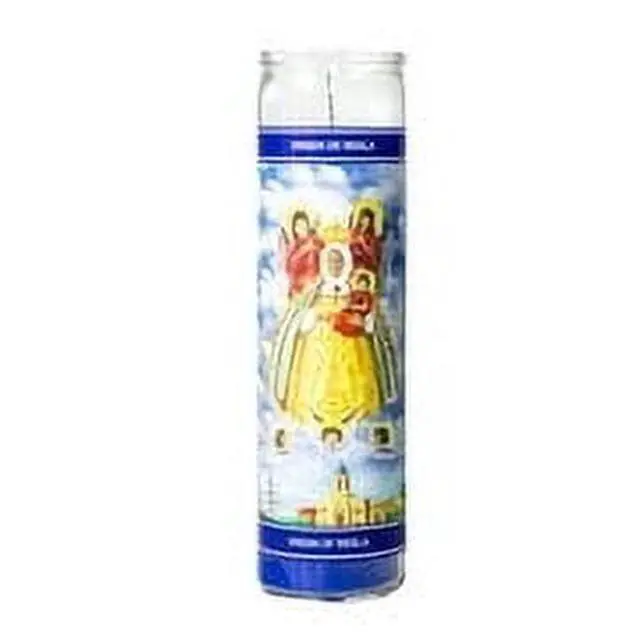 Alt view image 4 of 6 - (4 pack) MagicLight Religious Candles 9.6 oz - Glass Jar, Unscented, Vir Of Regla Blu