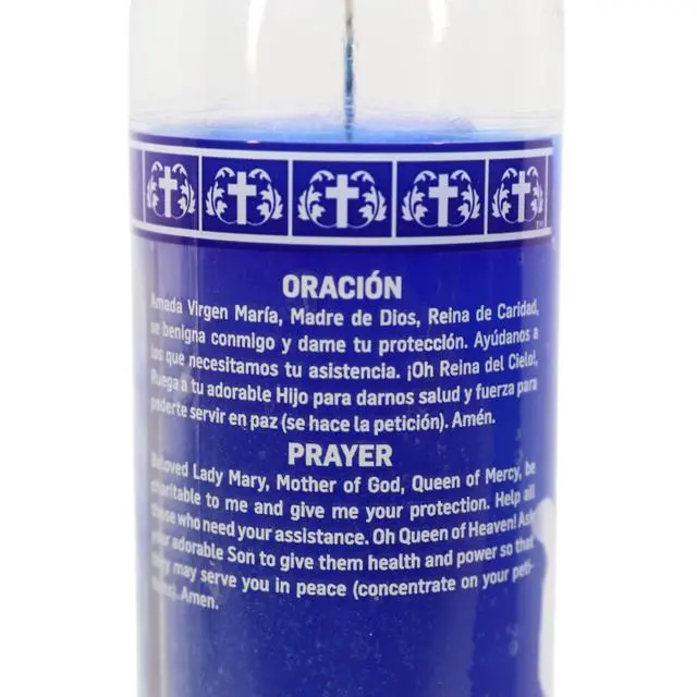 Alt view image 3 of 6 - (4 pack) MagicLight Religious Candles 9.6 oz - Glass Jar, Unscented, Vir Of Regla Blu