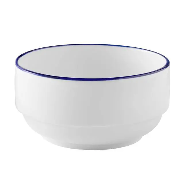 Alt view image 5 of 5 - (3 pack) Mainstays Blue Rim Stoneware Bowl