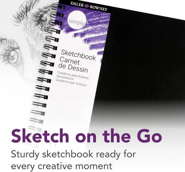 Alt view image 5 of 6 - Daler-Rowney Simply... Sketchbook, Soft White Pages,(65lb/100g), Black Cover, Wire Binding, 80 Sheet, 5.5x8.5 inch, 1 Count