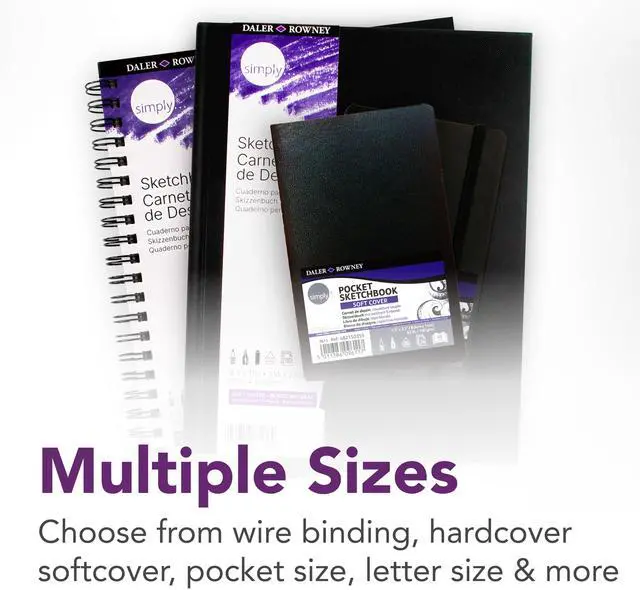 Main image of Daler-Rowney Simply... Sketchbook, Soft White Pages,(65lb/100g), Black Cover, Wire Binding, 80 Sheet, 5.5x8.5 inch, 1 Count