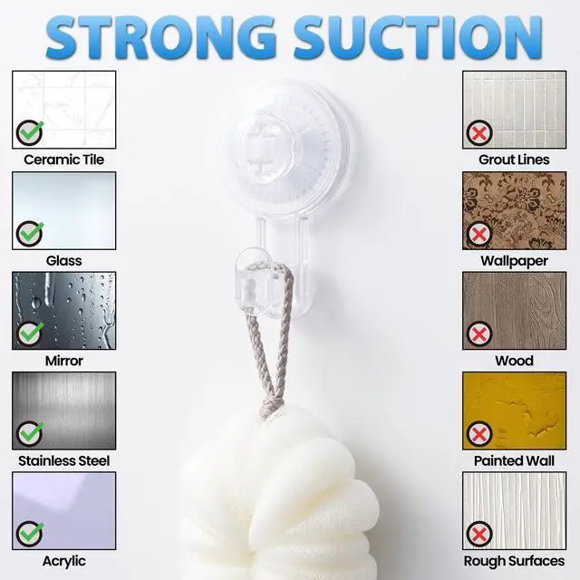 Alt view image 2 of 7 - MAINSTAYS POWERFUL REMOVABLE AND REUSABLE VACUUM SUCTION CUP HOOKS-2 PACK, CLEAR