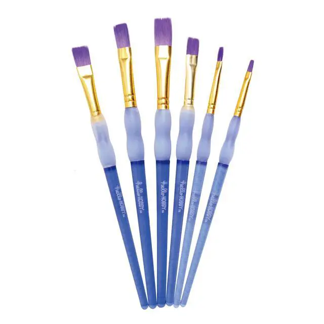 Alt view image 4 of 6 - Hello Hobby Flat Synthetic Bristle Art Brushes (6 Pack), Age Group 3+