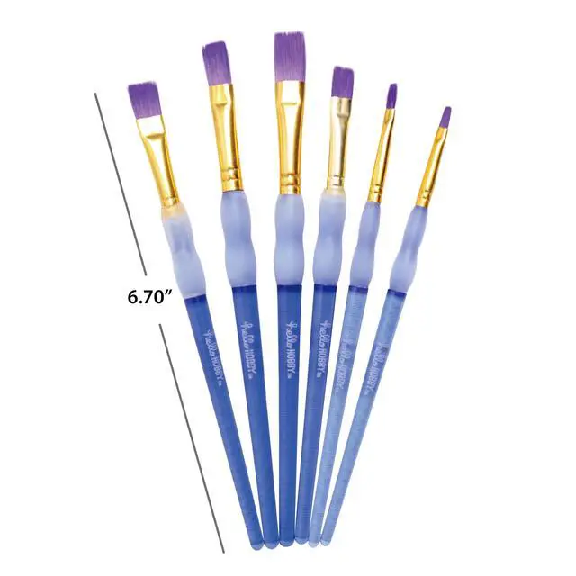 Alt view image 2 of 6 - Hello Hobby Flat Synthetic Bristle Art Brushes (6 Pack), Age Group 3+