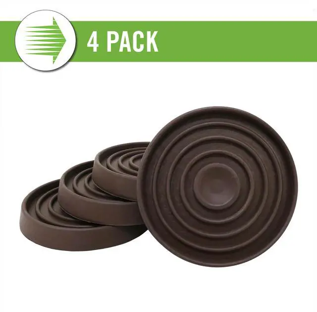 Alt view image 2 of 7 - Super Sliders 2-1/2 Inch Rubber Caster Cups for Furniture Wheels, Prevents Sliding and Protects Floors Brown, 4-Pack