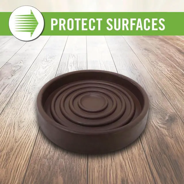 Alt view image 4 of 7 - Super Sliders 2-1/2 Inch Rubber Caster Cups for Furniture Wheels, Prevents Sliding and Protects Floors Brown, 4-Pack