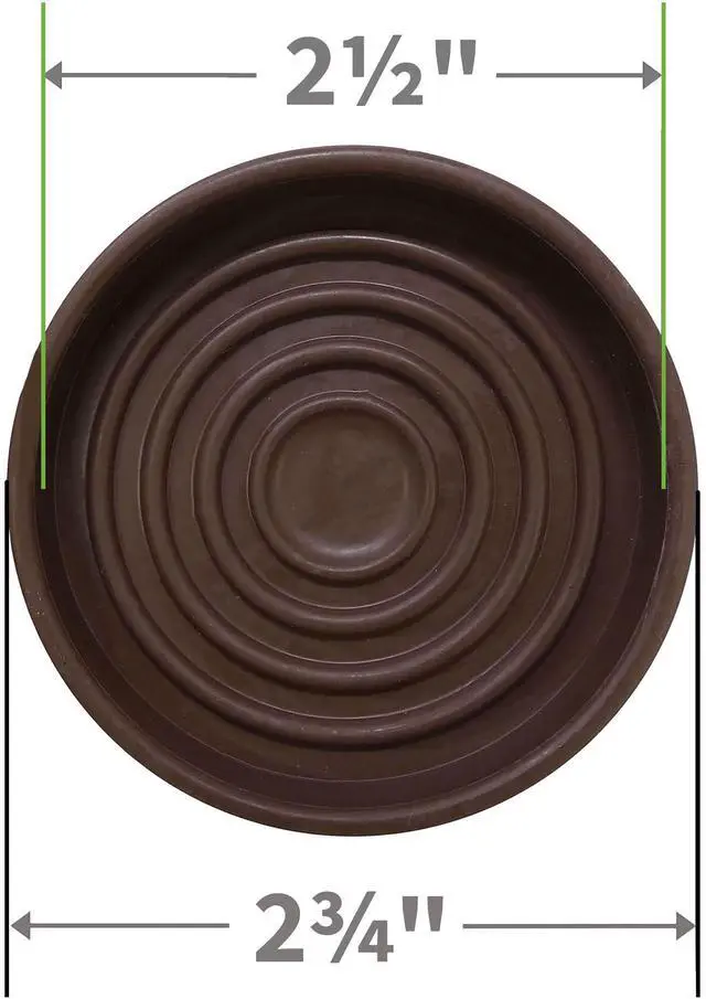 Alt view image 6 of 7 - Super Sliders 2-1/2 Inch Rubber Caster Cups for Furniture Wheels, Prevents Sliding and Protects Floors Brown, 4-Pack