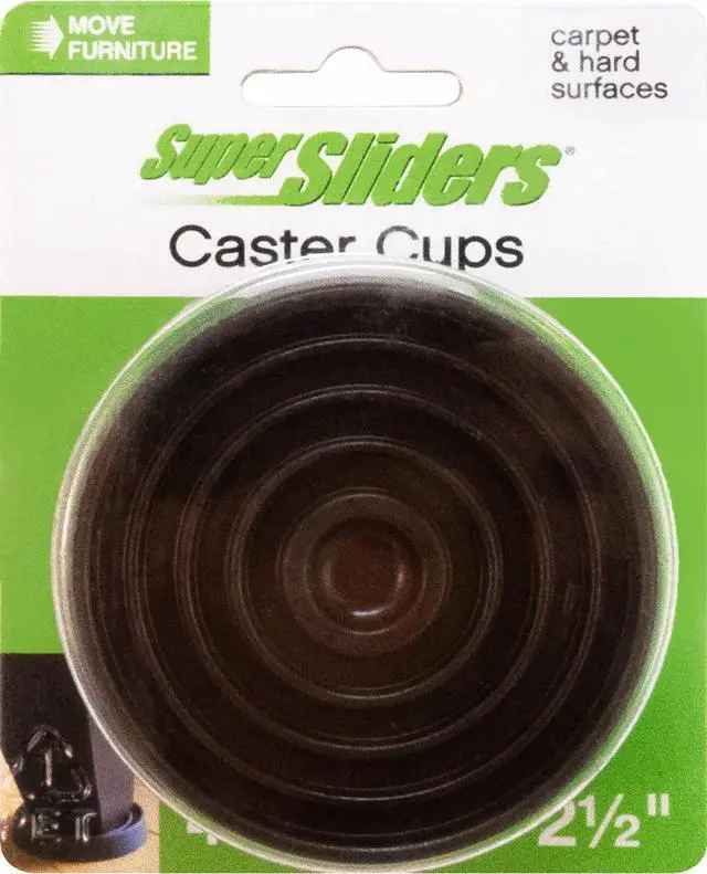 Alt view image 3 of 7 - Super Sliders 2-1/2 Inch Rubber Caster Cups for Furniture Wheels, Prevents Sliding and Protects Floors Brown, 4-Pack