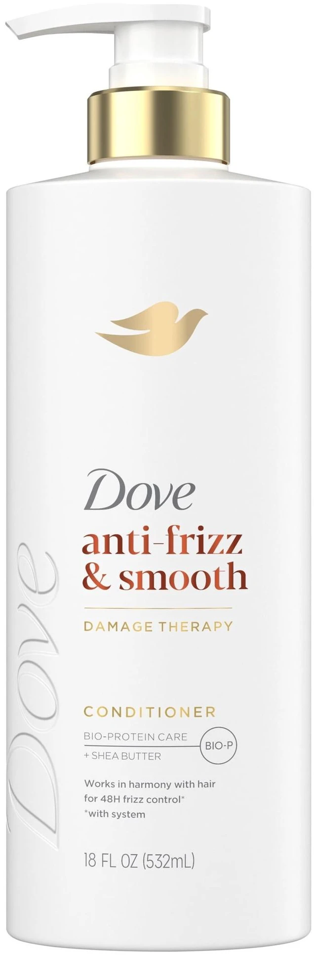 Main image of Dove Anti-Frizz & Smooth Conditioner for Frizz-Prone Hair with Bio-Protein Care Technology and Shea Butter, 18 Fl Oz
