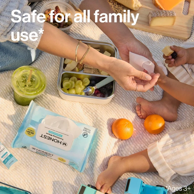 Alt view image 3 of 6 - The Honest Company Fragrance Free Sanitizing Alcohol Wipes with Aloe, Antibacterial, Kills 99.99% of Germs, 50 Count