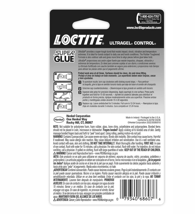 Alt view image 4 of 6 - Loctite Super Glue Ultra Gel Control, 0.14 fl oz, Clear, Pack of 1 Bottle