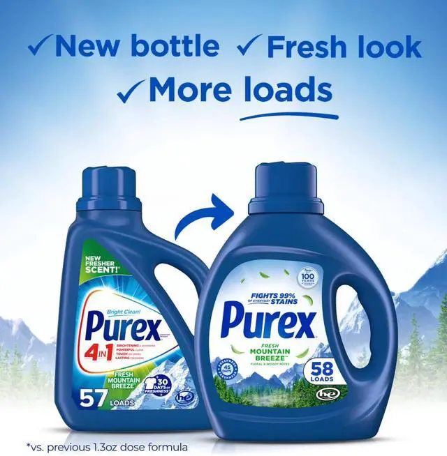 Alt view image 2 of 6 - Purex Fresh Mountain Breeze Liquid Detergent, 66 fl oz, 58 loads